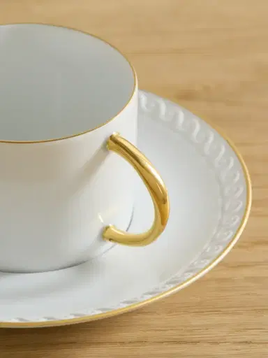 L'Objet Neptune Set Of Two Gold-plated Porcelain Tea Cups And Saucers | Thumbnail 3 L'Objet Neptune Set Of Two Gold-plated Porcelain Tea Cups And Saucers | Thumbnail 3