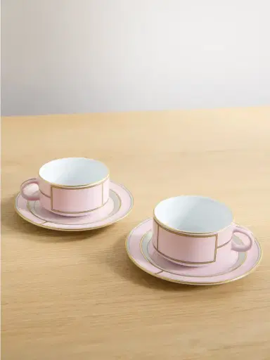 GINORI 1735 Set Of Two Gold-plated Porcelain Tea Cups And Plates | Thumbnail 1 GINORI 1735 Set Of Two Gold-plated Porcelain Tea Cups And Plates | Thumbnail 1