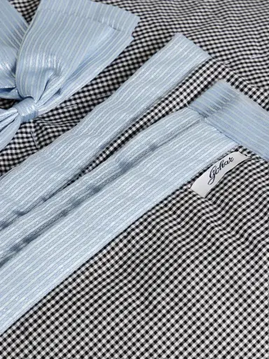 Gohar World Jacquard-trimmed Bow-embellished Gingham Cotton Picnic Blanket And Carrier | Thumbnail 3 Gohar World Jacquard-trimmed Bow-embellished Gingham Cotton Picnic Blanket And Carrier | Thumbnail 3