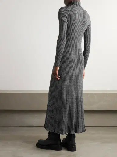 Moncler Ribbed Wool Turleneck Midi Dress | Thumbnail 4 Moncler Ribbed Wool Turleneck Midi Dress | Thumbnail 4