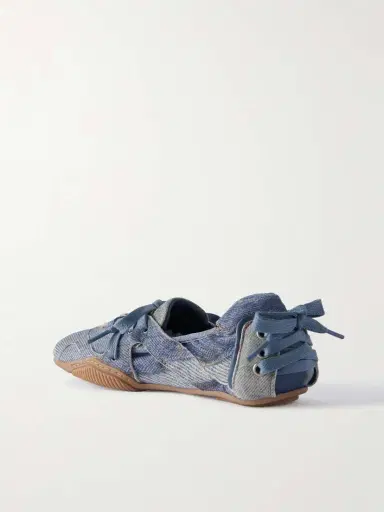 Acne Studios Bilaria Paneled Logo-print Denim Ballet Flats | Thumbnail 3 Acne Studios Bilaria Paneled Logo-print Denim Ballet Flats | Thumbnail 3