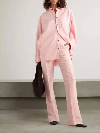 Bottega Veneta Checked Crepe Straight-leg Pants | Thumbnail 2 Bottega Veneta Checked Crepe Straight-leg Pants | Thumbnail 2