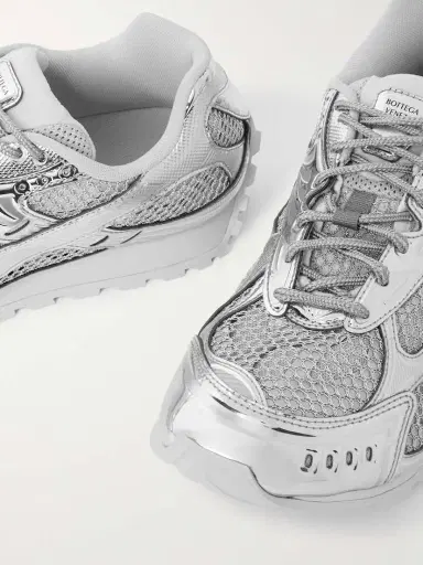 Bottega Veneta Orbit Metallic Rubber, Mesh And Fishnet Sneakers | Thumbnail 4 Bottega Veneta Orbit Metallic Rubber, Mesh And Fishnet Sneakers | Thumbnail 4
