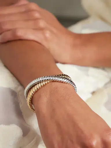 Roxanne Assoulin The Double Cobra Set Of Two Silver And Gold-tone Bracelets | Thumbnail 2 Roxanne Assoulin The Double Cobra Set Of Two Silver And Gold-tone Bracelets | Thumbnail 2