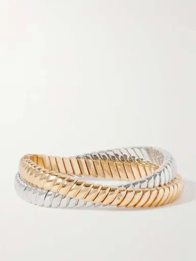 Roxanne Assoulin The Double Cobra Set Of Two Silver And Gold-tone Bracelets | Thumbnail 3 Roxanne Assoulin The Double Cobra Set Of Two Silver And Gold-tone Bracelets | Thumbnail 3