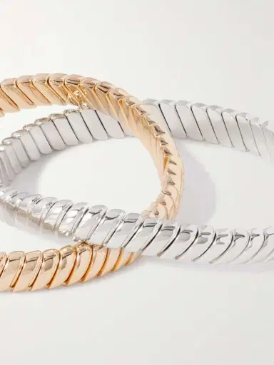 Roxanne Assoulin The Double Cobra Set Of Two Silver And Gold-tone Bracelets | Thumbnail 4 Roxanne Assoulin The Double Cobra Set Of Two Silver And Gold-tone Bracelets | Thumbnail 4