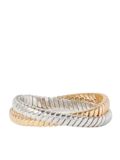 Roxanne Assoulin The Double Cobra Set Of Two Silver And Gold-tone Bracelets | Thumbnail 1 Roxanne Assoulin The Double Cobra Set Of Two Silver And Gold-tone Bracelets | Thumbnail 1