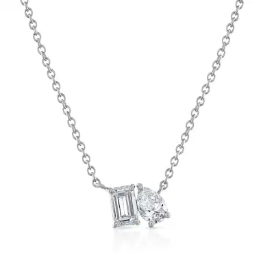 Stephanie Gottlieb Mini Emerald-Pear Two Stone Necklace | Thumbnail 1 Stephanie Gottlieb Mini Emerald-Pear Two Stone Necklace | Thumbnail 1