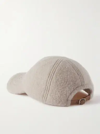 Moncler Leather-trimmed Appliquéd Flannel Baseball Cap | Thumbnail 3 Moncler Leather-trimmed Appliquéd Flannel Baseball Cap | Thumbnail 3