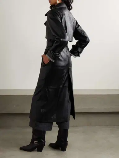 Nour Hammour Henri Belted Leather Trench Coat | Thumbnail 4 Nour Hammour Henri Belted Leather Trench Coat | Thumbnail 4