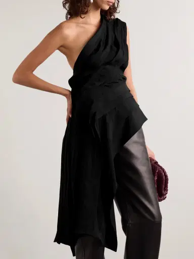 Bottega Veneta Asymmetric Draped Pleated Crepe Top | Thumbnail 3 Bottega Veneta Asymmetric Draped Pleated Crepe Top | Thumbnail 3