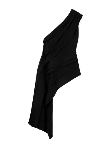 Bottega Veneta Asymmetric Draped Pleated Crepe Top | Thumbnail 1 Bottega Veneta Asymmetric Draped Pleated Crepe Top | Thumbnail 1