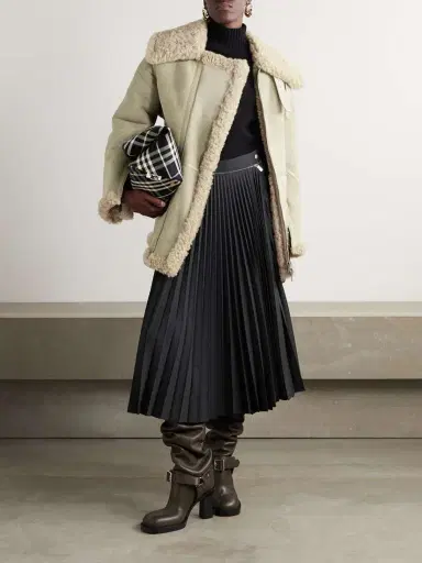Burberry Leather-trimmed Shearling Coat | Thumbnail 2 Burberry Leather-trimmed Shearling Coat | Thumbnail 2