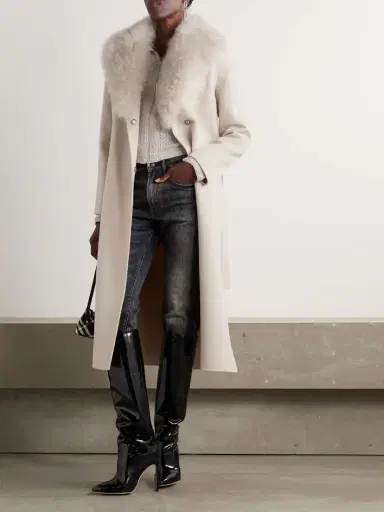 Yves Salomon Belted Shearling-trimmed Wool And Cashmere-blend Coat | Thumbnail 2 Yves Salomon Belted Shearling-trimmed Wool And Cashmere-blend Coat | Thumbnail 2