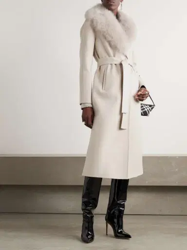 Yves Salomon Belted Shearling-trimmed Wool And Cashmere-blend Coat | Thumbnail 3 Yves Salomon Belted Shearling-trimmed Wool And Cashmere-blend Coat | Thumbnail 3
