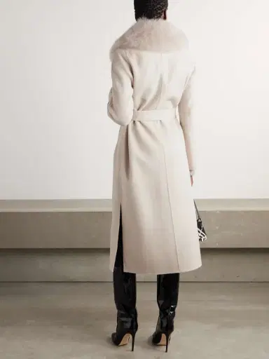 Yves Salomon Belted Shearling-trimmed Wool And Cashmere-blend Coat | Thumbnail 4 Yves Salomon Belted Shearling-trimmed Wool And Cashmere-blend Coat | Thumbnail 4