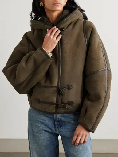 Isabel Marant Amiel Oversized Hooded Leather-trimmed Shearling Jacket | Thumbnail 3 Isabel Marant Amiel Oversized Hooded Leather-trimmed Shearling Jacket | Thumbnail 3