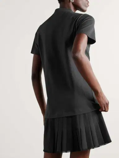 Balenciaga Layered Frayed Embellished Cotton-jersey And Wool-blend Twill Mini Dress | Thumbnail 3 Balenciaga Layered Frayed Embellished Cotton-jersey And Wool-blend Twill Mini Dress | Thumbnail 3