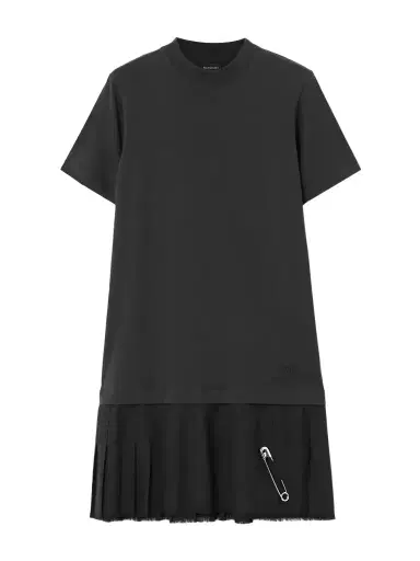 Balenciaga Layered Frayed Embellished Cotton-jersey And Wool-blend Twill Mini Dress | Thumbnail 1 Balenciaga Layered Frayed Embellished Cotton-jersey And Wool-blend Twill Mini Dress | Thumbnail 1