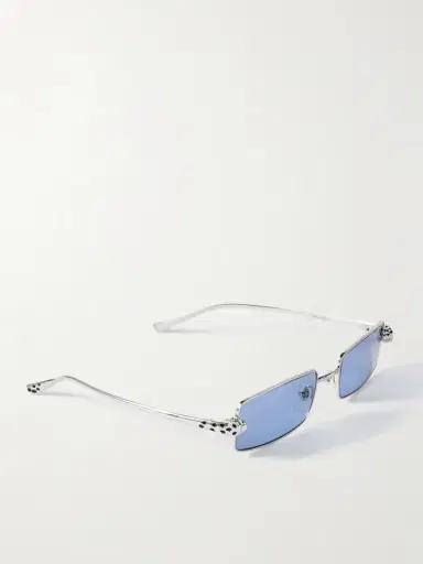 Cartier Eyewear Panthère Rectangle-frame Crystal-embellished Silver-tone Sunglasses | Thumbnail 3 Cartier Eyewear Panthère Rectangle-frame Crystal-embellished Silver-tone Sunglasses | Thumbnail 3