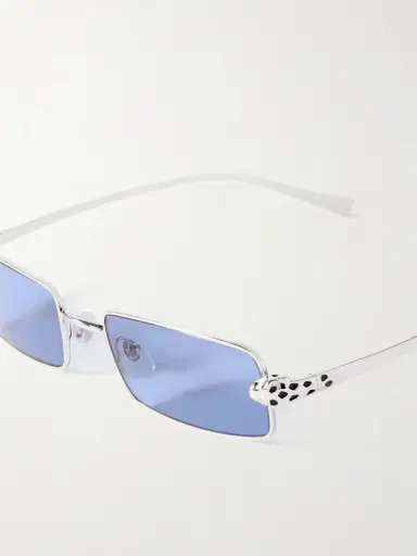 Cartier Eyewear Panthère Rectangle-frame Crystal-embellished Silver-tone Sunglasses | Thumbnail 4 Cartier Eyewear Panthère Rectangle-frame Crystal-embellished Silver-tone Sunglasses | Thumbnail 4