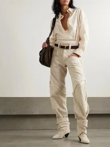 Isabel Marant Shanila Paneled Frayed High-rise Wide-leg Jeans | Thumbnail 2 Isabel Marant Shanila Paneled Frayed High-rise Wide-leg Jeans | Thumbnail 2