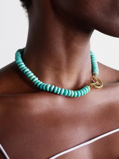 Marla Aaron Moonlock + Rondelle 18 And 14-karat Gold Turquoise Necklace | Thumbnail 2 Marla Aaron Moonlock + Rondelle 18 And 14-karat Gold Turquoise Necklace | Thumbnail 2