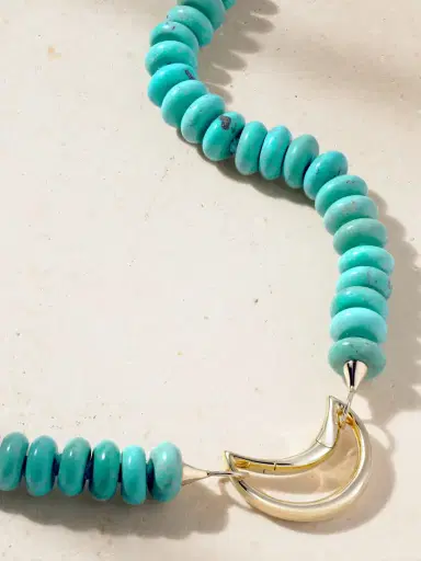 Marla Aaron Moonlock + Rondelle 18 And 14-karat Gold Turquoise Necklace | Thumbnail 4 Marla Aaron Moonlock + Rondelle 18 And 14-karat Gold Turquoise Necklace | Thumbnail 4