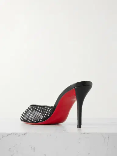 Christian Louboutin Apostropha 80 Crystal-embellished Leather-trimmed Mesh Mules | Thumbnail 3 Christian Louboutin Apostropha 80 Crystal-embellished Leather-trimmed Mesh Mules | Thumbnail 3