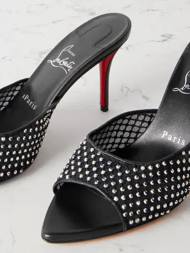 Christian Louboutin Apostropha 80 Crystal-embellished Leather-trimmed Mesh Mules | Thumbnail 4 Christian Louboutin Apostropha 80 Crystal-embellished Leather-trimmed Mesh Mules | Thumbnail 4