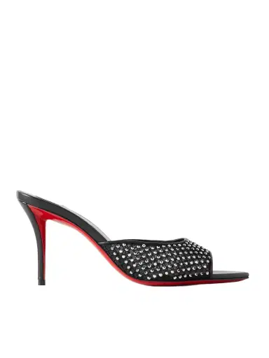 Christian Louboutin Apostropha 80 Crystal-embellished Leather-trimmed Mesh Mules | Thumbnail 1 Christian Louboutin Apostropha 80 Crystal-embellished Leather-trimmed Mesh Mules | Thumbnail 1