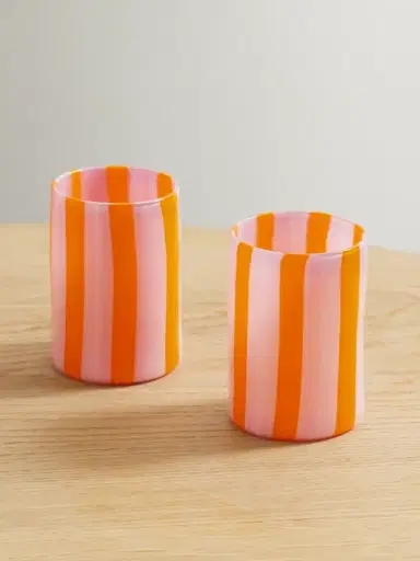 Aquazzura Casa Dolcevita Set Of Two Striped Glass Tumblers | Thumbnail 1 Aquazzura Casa Dolcevita Set Of Two Striped Glass Tumblers | Thumbnail 1