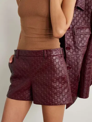 Gucci Logo-debossed Leather Shorts | Thumbnail 3 Gucci Logo-debossed Leather Shorts | Thumbnail 3