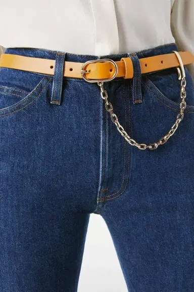 FRAME DENIM Caramel Le Petit Oval Chain Belt | Thumbnail 2 FRAME DENIM Caramel Le Petit Oval Chain Belt | Thumbnail 2