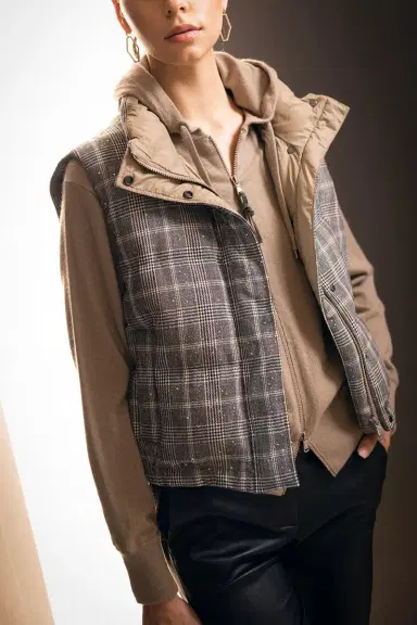 Brunello Cucinelli Dazzling Prince Of Wales Down Vest | Thumbnail 2 Brunello Cucinelli Dazzling Prince Of Wales Down Vest | Thumbnail 2