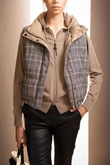 Brunello Cucinelli Dazzling Prince Of Wales Down Vest | Thumbnail 4 Brunello Cucinelli Dazzling Prince Of Wales Down Vest | Thumbnail 4