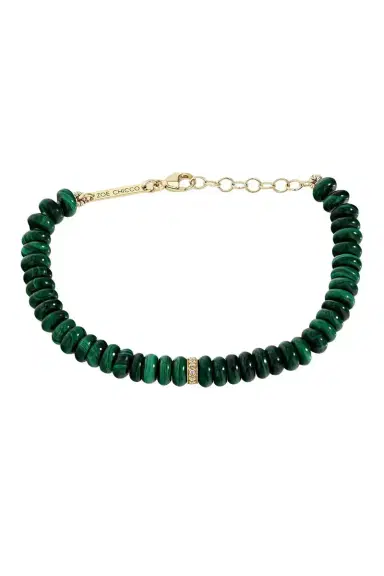 Zoë Chicco Diamond Link Malachite Beaded Bracelet | Thumbnail 1 Zoë Chicco Diamond Link Malachite Beaded Bracelet | Thumbnail 1
