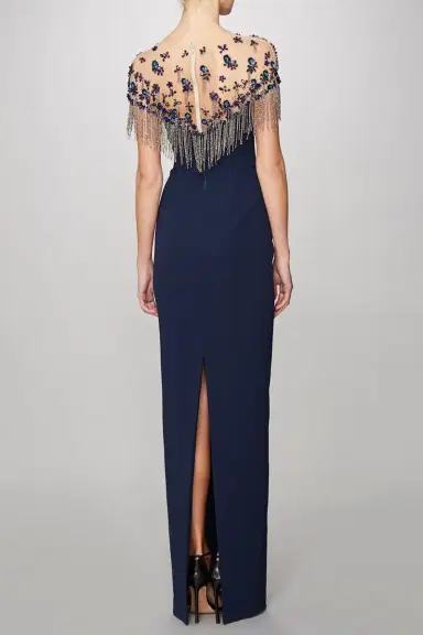 PAMELLA ROLAND Embroidery Gown With Beaded Fringe | Thumbnail 4 PAMELLA ROLAND Embroidery Gown With Beaded Fringe | Thumbnail 4