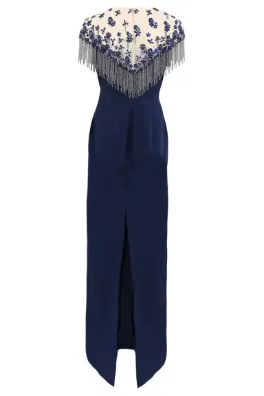 PAMELLA ROLAND Embroidery Gown With Beaded Fringe | Thumbnail 5 PAMELLA ROLAND Embroidery Gown With Beaded Fringe | Thumbnail 5