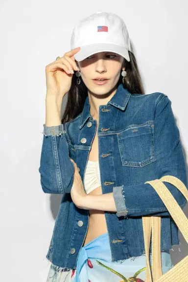 L'Agence Janelle Raw Denim Jacket | Thumbnail 2 L'Agence Janelle Raw Denim Jacket | Thumbnail 2