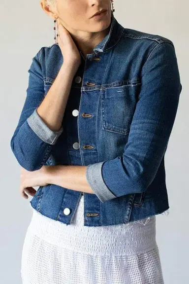 L'Agence Janelle Raw Denim Jacket | Thumbnail 4 L'Agence Janelle Raw Denim Jacket | Thumbnail 4