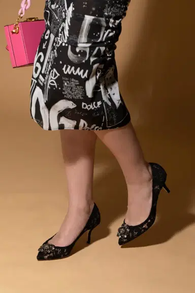 Dolce & Gabbana Lace Heel With Brooch | Thumbnail 2 Dolce & Gabbana Lace Heel With Brooch | Thumbnail 2