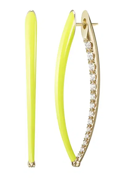 Melissa Kaye Large Cristina Neon Yellow Earrings | Thumbnail 1 Melissa Kaye Large Cristina Neon Yellow Earrings | Thumbnail 1