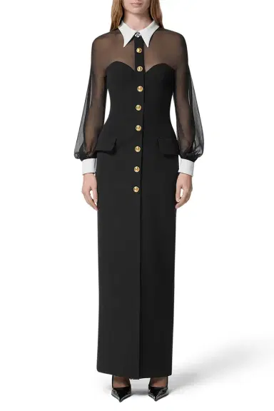 Versace Long Sleeve Button Dress | Thumbnail 2 Versace Long Sleeve Button Dress | Thumbnail 2