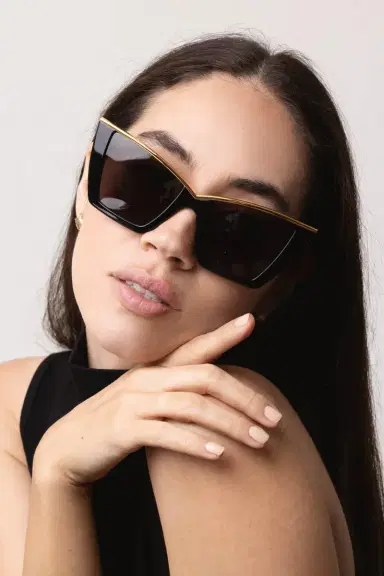 Saint Laurent Retro Cat Eye Sunglasses - Black Gold | Thumbnail 3 Saint Laurent Retro Cat Eye Sunglasses - Black Gold | Thumbnail 3