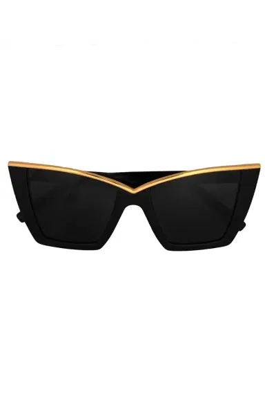Saint Laurent Retro Cat Eye Sunglasses - Black Gold | Thumbnail 1 Saint Laurent Retro Cat Eye Sunglasses - Black Gold | Thumbnail 1