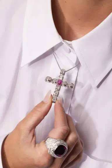 ALEXANDER LAUT Ruby Diamond Cross Necklace | Thumbnail 2 ALEXANDER LAUT Ruby Diamond Cross Necklace | Thumbnail 2