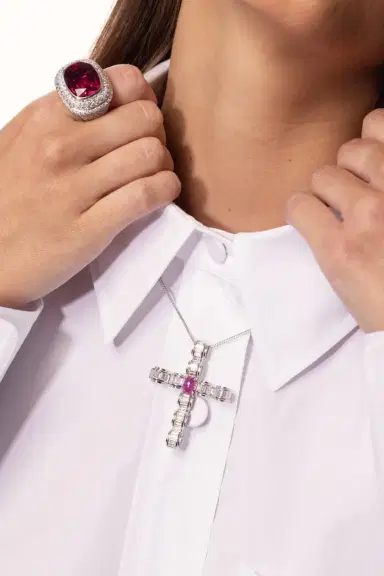 ALEXANDER LAUT Ruby Diamond Cross Necklace | Thumbnail 3 ALEXANDER LAUT Ruby Diamond Cross Necklace | Thumbnail 3