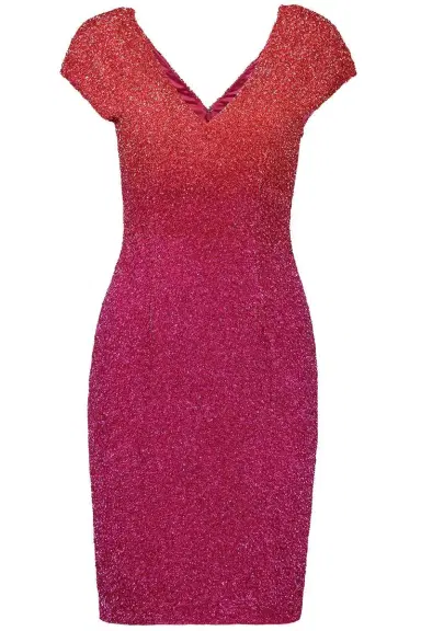 PAMELLA ROLAND Signature Sequin Cockail Dress - Coral | Thumbnail 1 PAMELLA ROLAND Signature Sequin Cockail Dress - Coral | Thumbnail 1