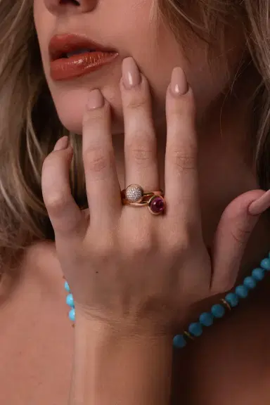 TAMARA COMOLLI Small Rose Tourmaline Bouton Ring | Thumbnail 4 TAMARA COMOLLI Small Rose Tourmaline Bouton Ring | Thumbnail 4